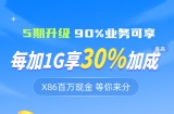 【4-5月限时活动】x86每加1G带宽最高获30%加成